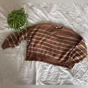 Wishlist Brown and Cream Striped Sweater, size Small
